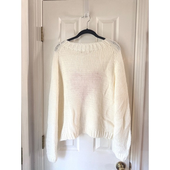 Elan Heart Crewneck Sweater Off White Pink Squiggle Heart BD-SWP11468 MEDIUM NEW - Picture 5 of 5